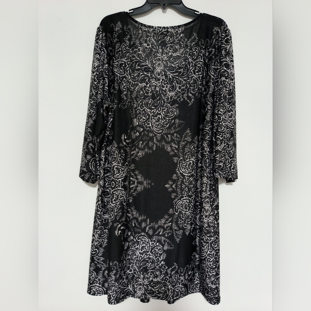 [5x$20] Black Beige Patterned Dress / 2X - Picture 4 of 7